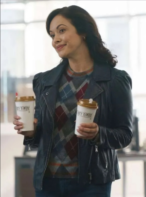 Maria Baez Boston Blue Black Leather Jacket