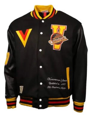 NHL Vancouver Canucks Black Letterman Jacket