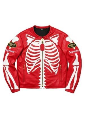 Red Skeleton Vanson Leather Jacket For Men