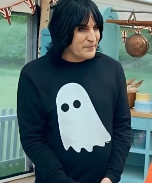 Noel Fielding Halloween Ghost Fleece Black Sweater