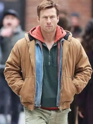 Glen Powell The Running Man 2025 Brown Jacket