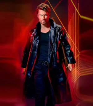 Glen Powell The Running Man Leather Coat