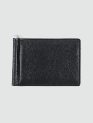 Black Leather Money Clip Wallet