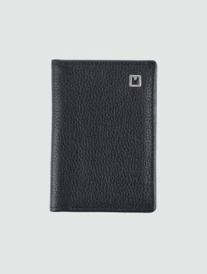 Black Leather Slim Bi-fold Card Holder Wallet