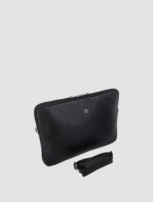 Black Leather Laptop Sleeve Bag