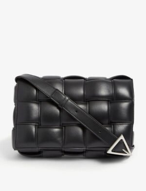 Cross-Body Black Leather Padded Bag
