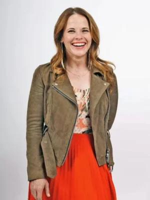 Katie Leclerc A Cherry Pie Christmas Suede Leather Jacket