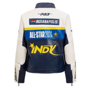 All Star Game 2024 Eggshell/Navy Leather Jacket