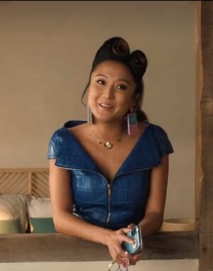 Ashley Park Emily in Paris S05 Blue Leather Jacket