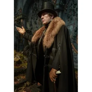 Frankenstein Christoph Waltz  Black Shearling Cloak