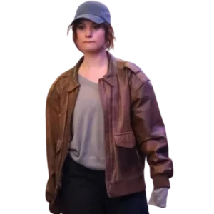 Relay Lily James Brown Leather Jacket