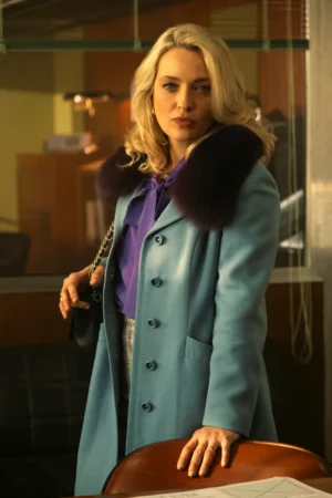 Mrs Playmen Carolina Crescentini Blue Wool Coat