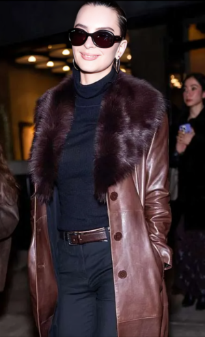 Emily Ratajkowski NYFW 2026 Leather Coat