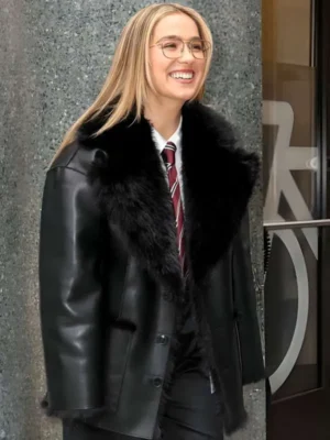 Haley Lu Richardson NYC Shearling Leather Coat