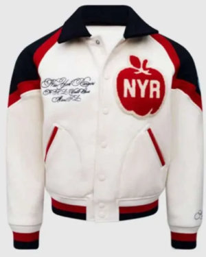 New York Rangers NHL Winter White Varsity Jacket