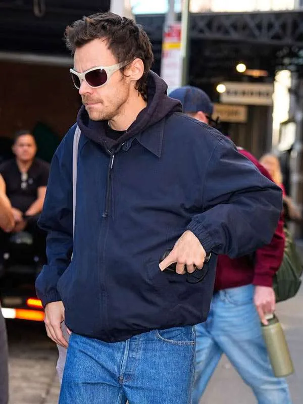 2026-Harry-Styles-Blue-Cotton-Jacket New York 2026 Harry Styles Blue Jacket