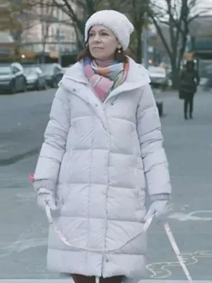 Carrie Preston Elsbeth S02 White Puffer Coat