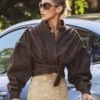 LA Bella Hadid Brown Cropped Jacket