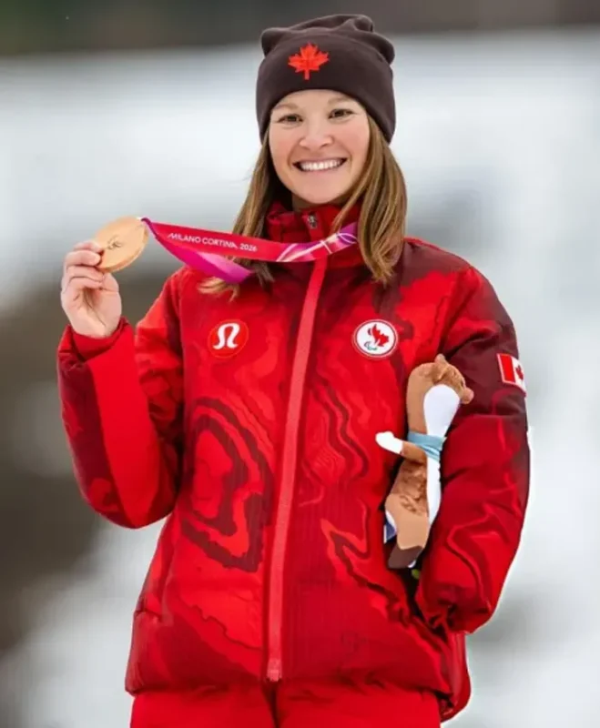 Milano-Cortina-Winter-Paralympic-Games-2026-Brittany-Hudak-Team-Canada-Red-Puffer-Jacket-Front-659x800 Winter Paralympic Games 2026 Brittany Hudak Jacket