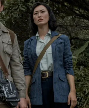 Monarch Legacy of Monsters Keiko Miura Blue Stripped Blazer