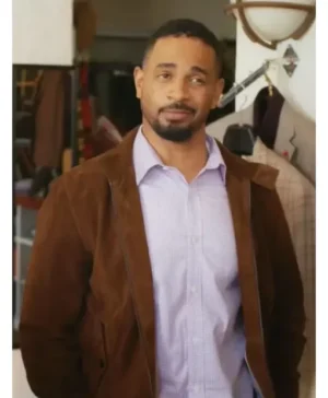 Shrinking S03 Damon Wayans Jr. Brown Suede Jacket