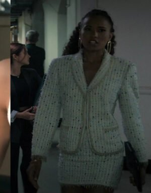 Upgraded 2024 Fola Evans Akingbola White Tweed Blazer