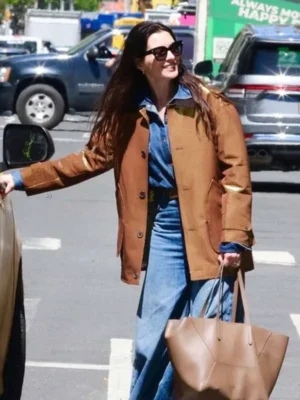 Anne Hathaway Metallic Gold Jacket