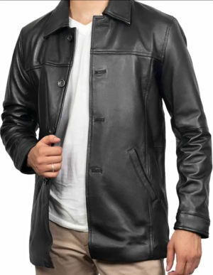 Men Classic Leather Car Coat