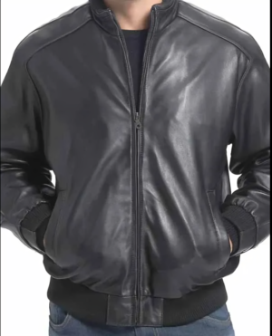 Men Real Leather Bomber Jacket