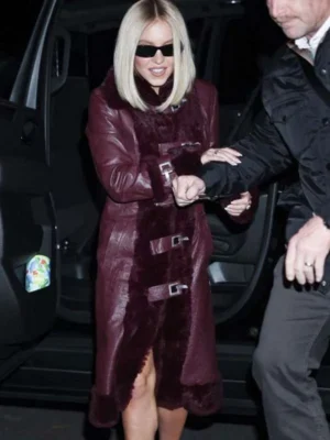 Sydney Sweeney Leather Fur Coat